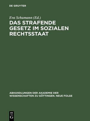 cover image of Das strafende Gesetz im sozialen Rechtsstaat